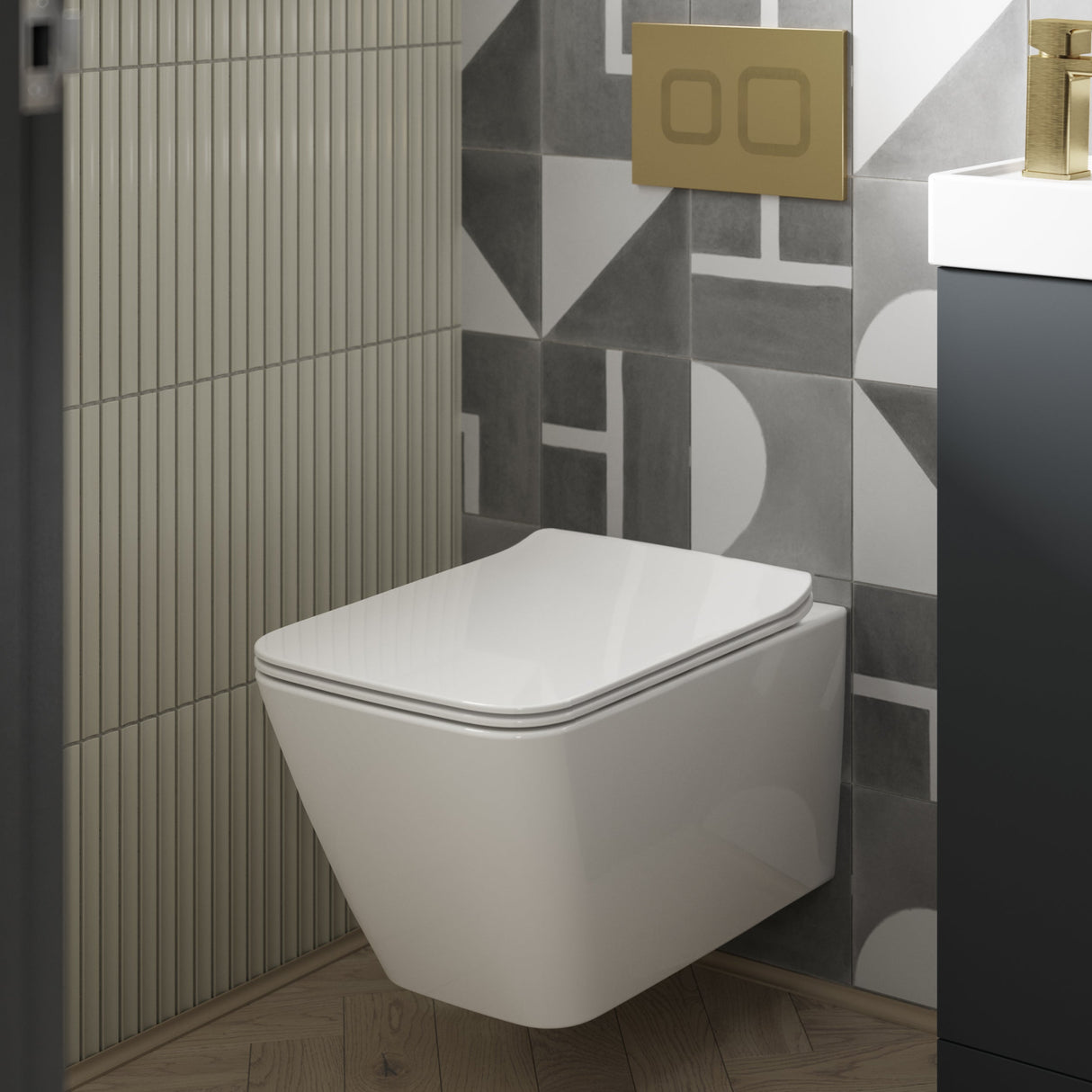 Nuie Ava Rimless Wall Hung Toilet & Soft Close Sandwich Seat NCG440 LS