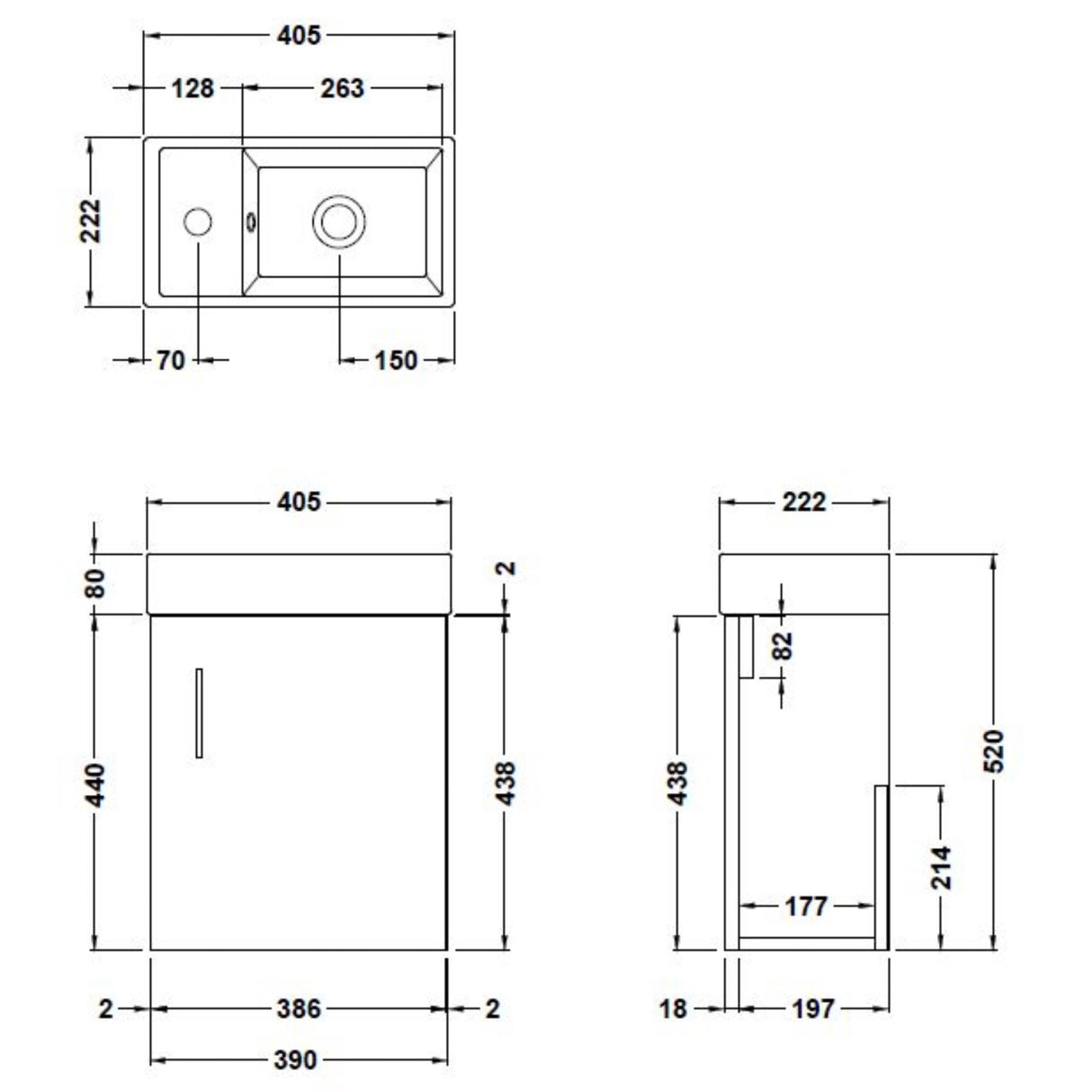 Nuie Vault 400mm Wall Hung 1 Door Vanity Unit & Basin Bleached Oak MIN031 LD