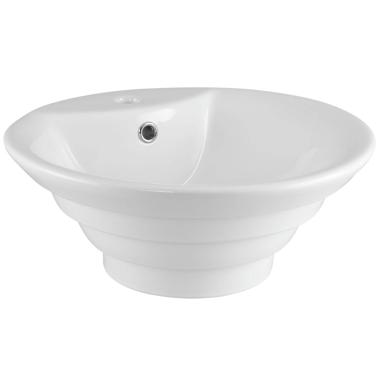 Nuie Round Countertop Mono Basin H200mm x W460mm x D460mm - 1 Tap Hole - With Overflow White NBV006