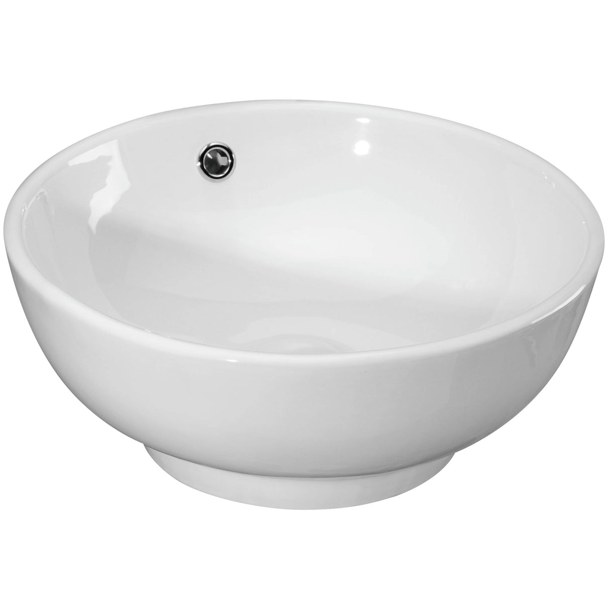 Nuie Round Countertop Basin H175mm x W410mm x D410mm - 0 Tap Hole - With Overflow White NBV124