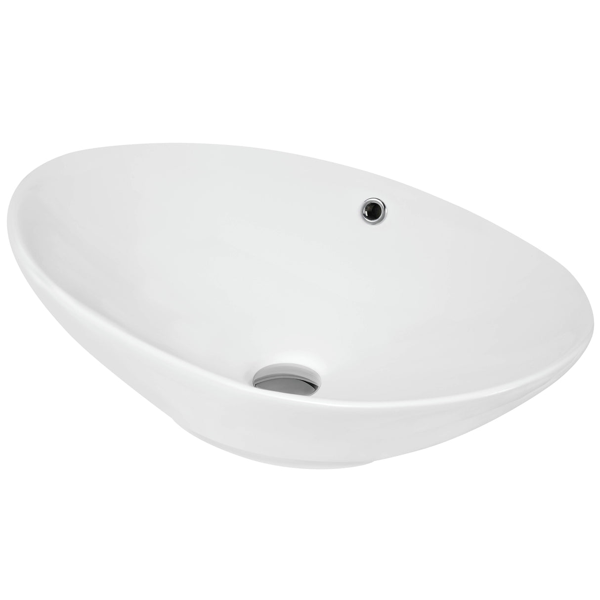 Nuie Oval Countertop Basin H195mm x W588mm x D390mm - 0 Tap Hole - With Overflow White NBV166