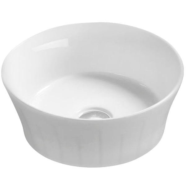 Nuie Round Countertop Basin H140mm x W360mm x D360mm - 0 Tap Hole White NBV167