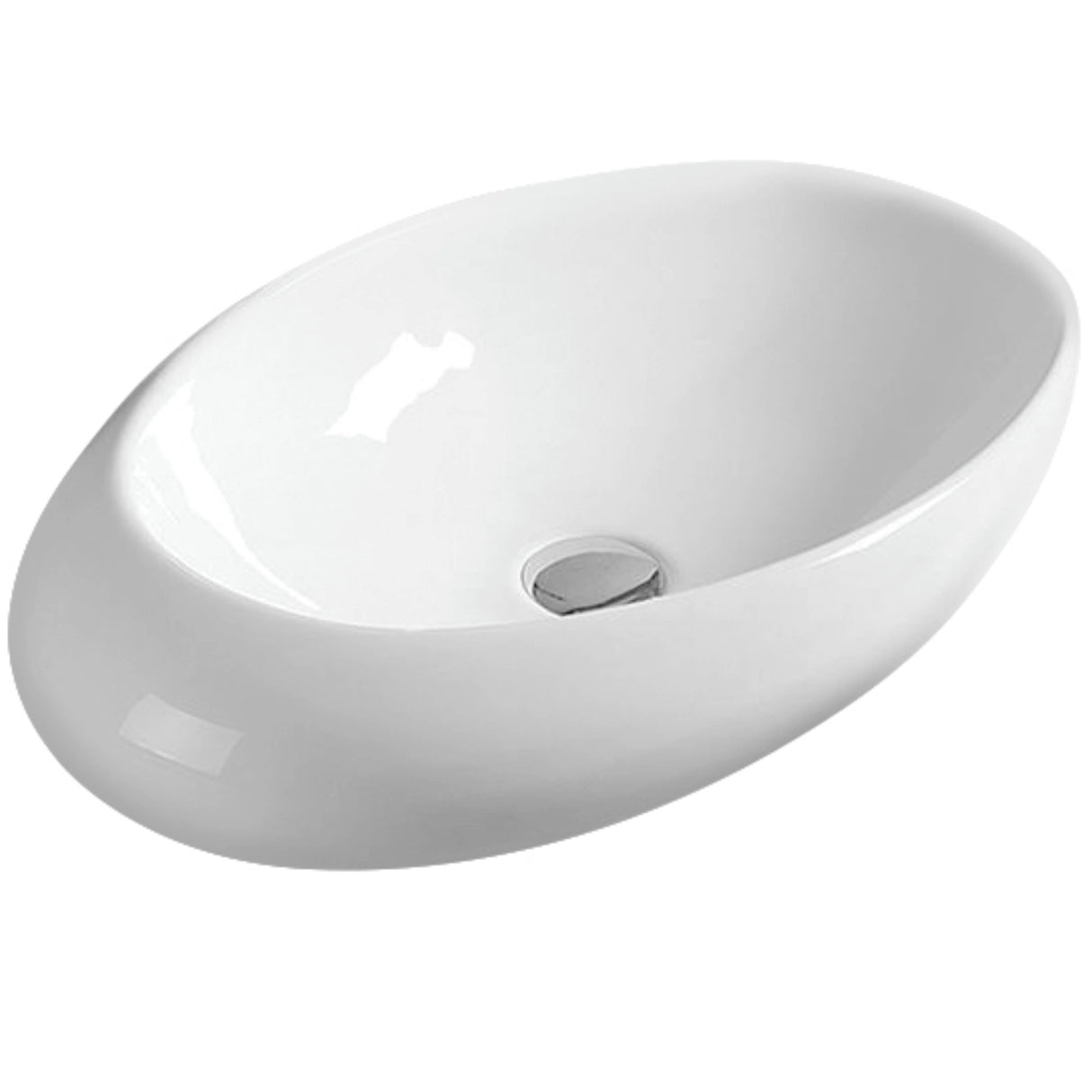 Nuie Oval Countertop Basin H135mm x W490mm x D310mm - 0 Tap Hole White NBV168