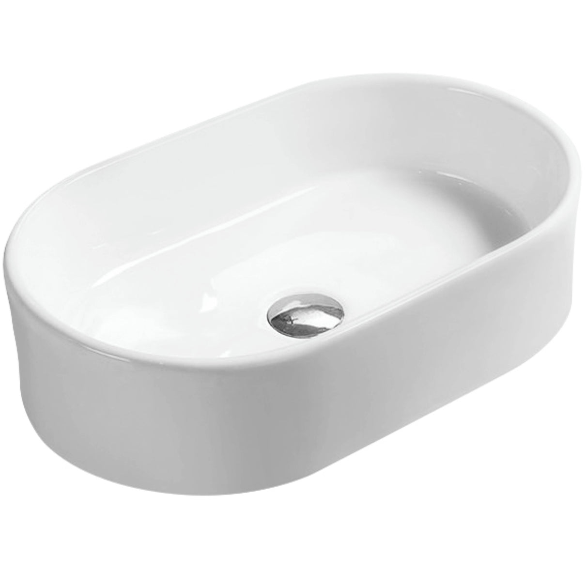 Nuie Oval Countertop Basin H145mm x W565mm x D350mm - 0 Tap Hole - With Overflow White NBV169