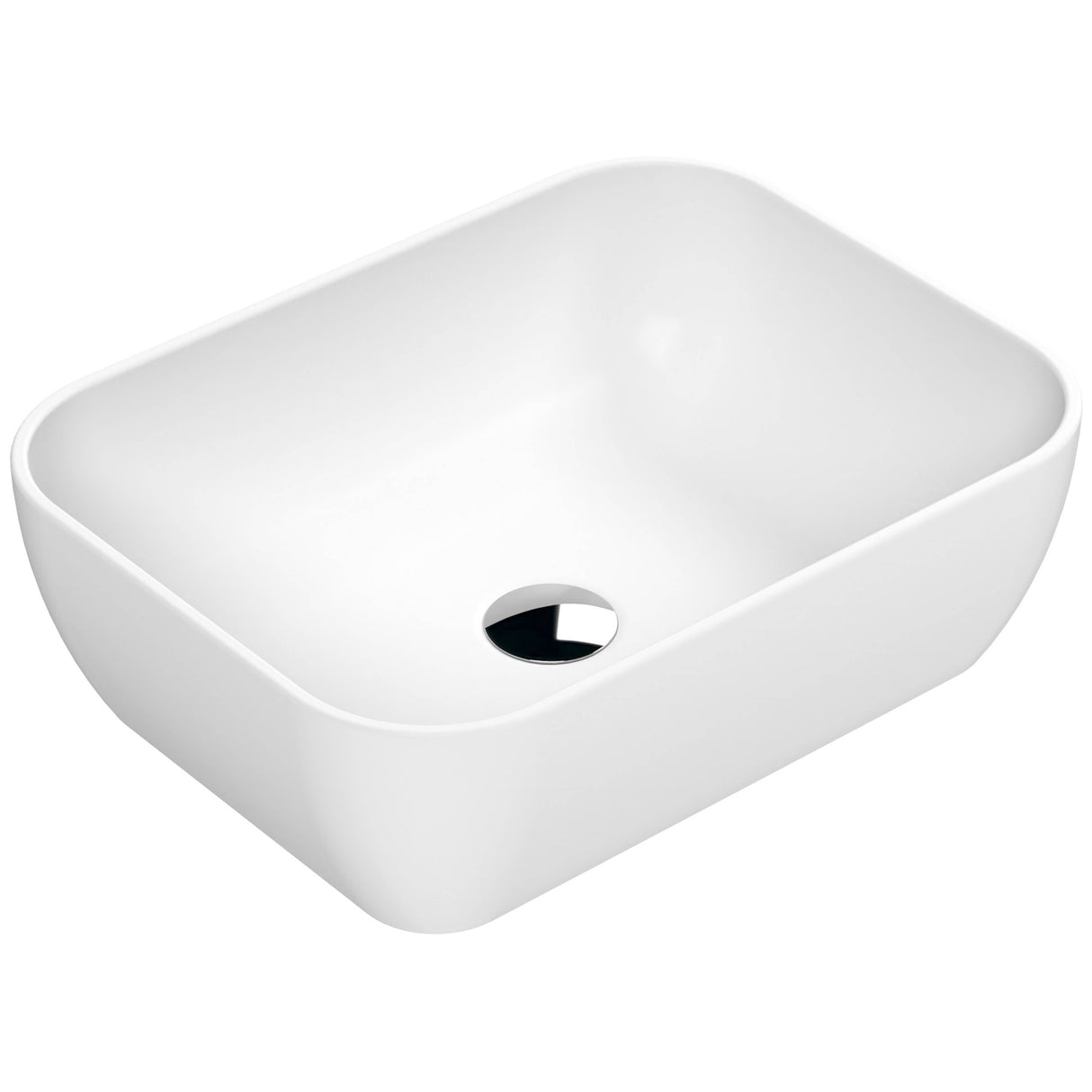 Nuie Soft Square Countertop Basin H135mm x W455mm x D325mm - 0 Tap Hole Matt White NBV258