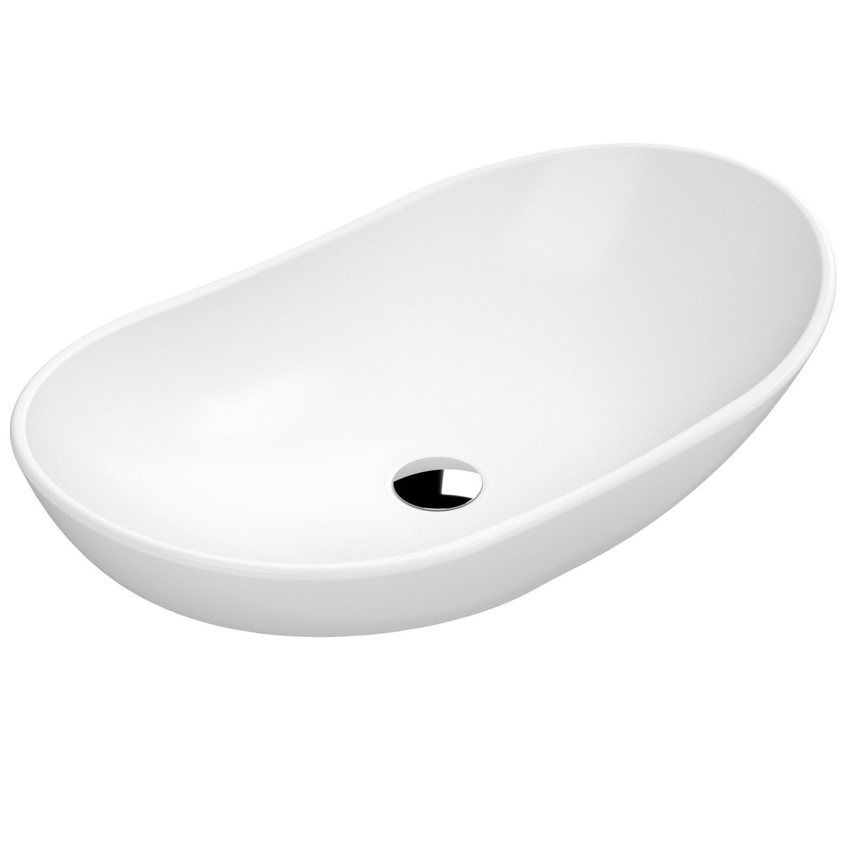 Nuie Curved Countertop Basin H155mm x W615mm x D360mm - 0 Tap Hole Matt White NBV259
