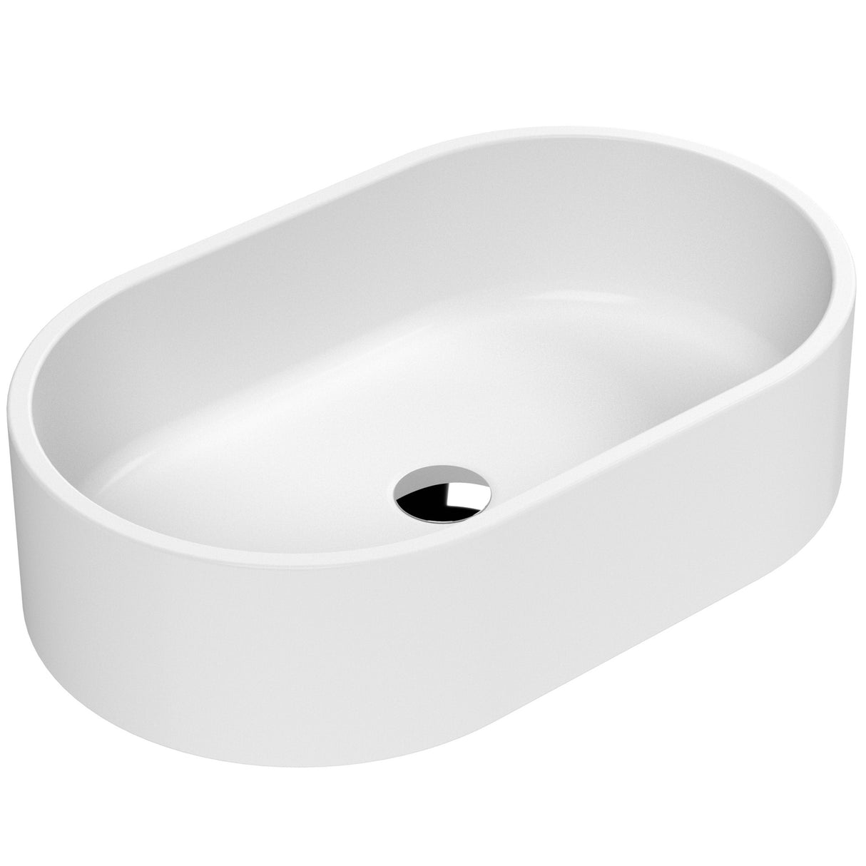Nuie Oval Countertop Basin H145mm x W565mm x D350mm - 0 Tap Hole Matt White NBV269
