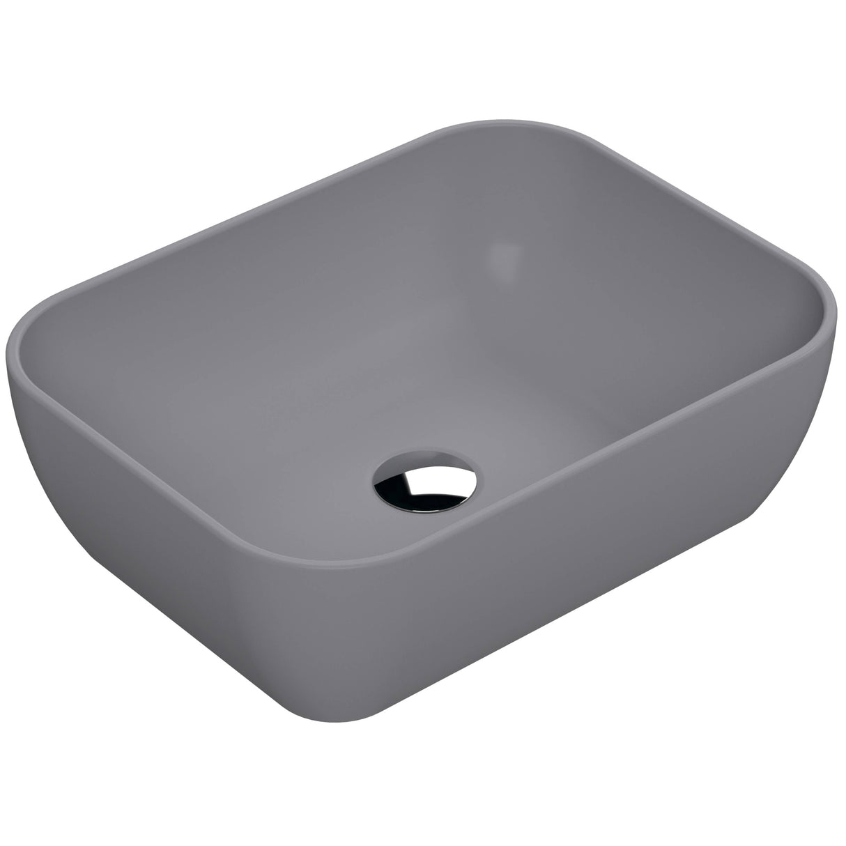 Nuie Soft Square Countertop Basin H135mm x W455mm x D325mm - 0 Tap Hole Matt Grey NBV358
