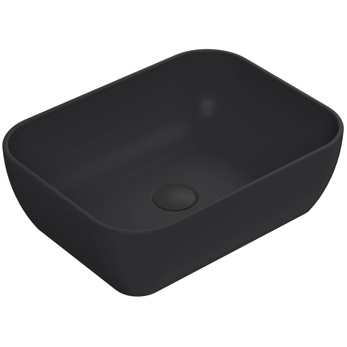 Nuie Soft Square Countertop Basin H135mm x W455mm x D325mm - 0 Tap Hole Matt Black NBV458