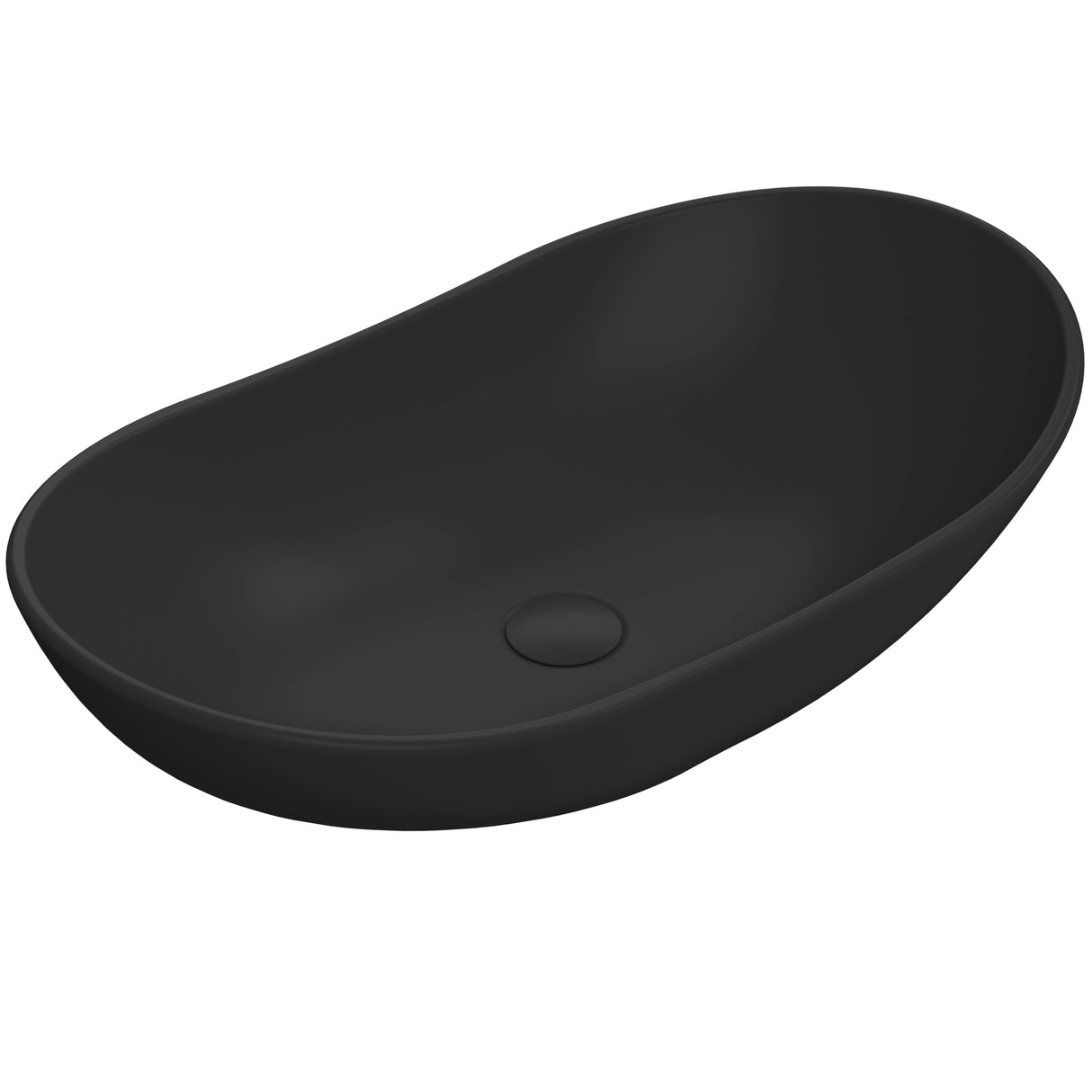 Nuie Curved Countertop Basin H155mm x W615mm x D360mm - 0 Tap Hole Matt Black NBV459