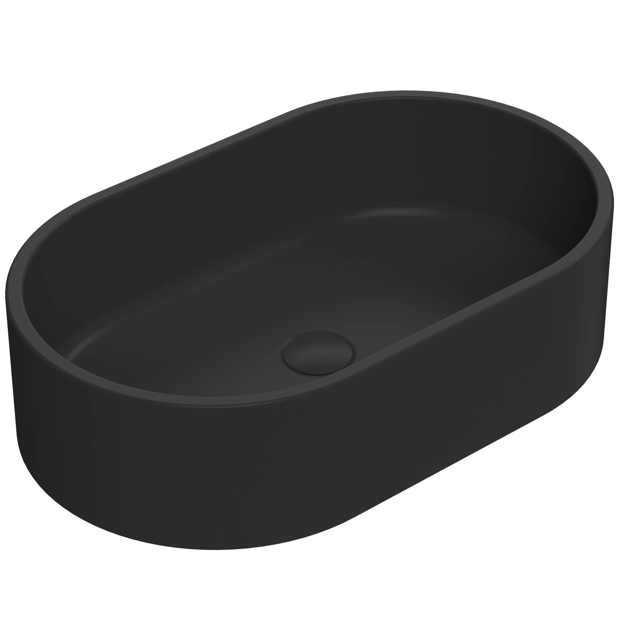 Nuie Oval Countertop Basin H145mm x W565mm x D350mm - 0 Tap Hole Matt Black NBV469