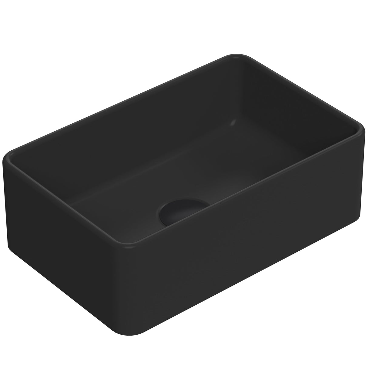 Nuie Rectangular Countertop Basin H120mm x W365mm x D235mm - 0 Tap Hole Matt Black NBV479