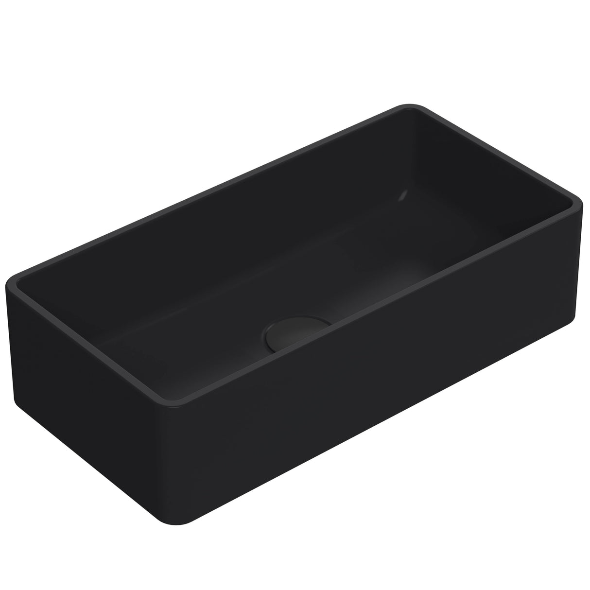 Nuie Rectangular Countertop Basin H120mm x W465mm x D235mm - 0 Tap Hole Matt Black NBV480