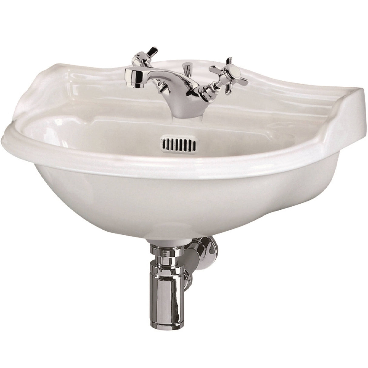 Old London Chancery Wall Hung Cloakroom Basin W500 x D380mm, 1 Tap Hole White NCA104