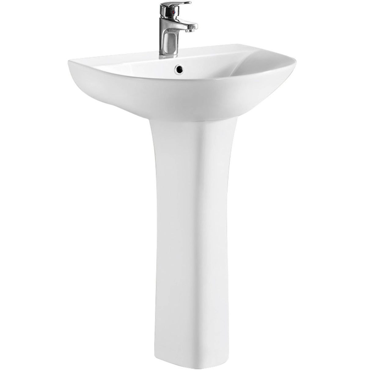 Nuie Freya Basin & Full Pedestal 550mm wide - 1 Tap Hole NCG300