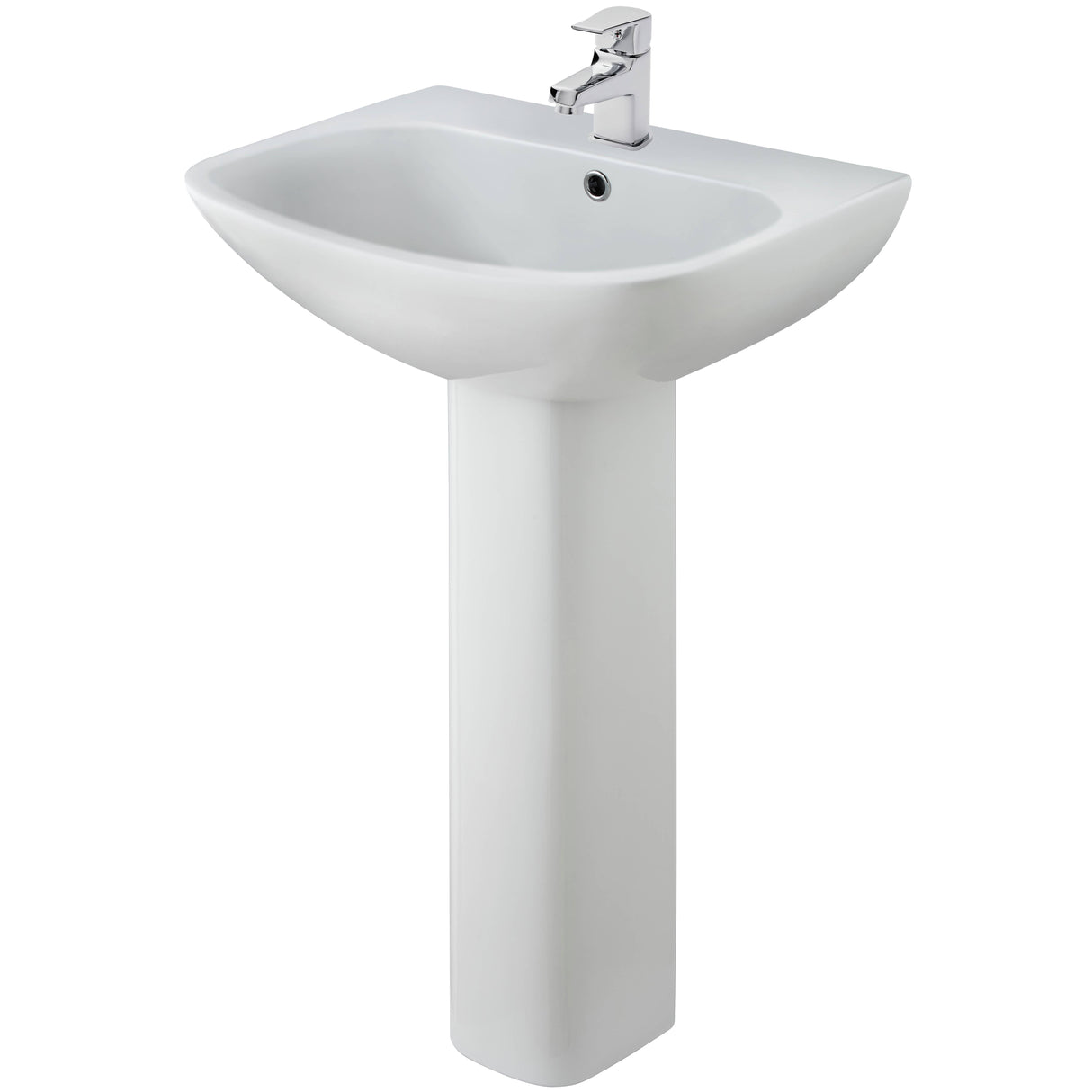 Nuie Ava Basin & Full Pedestal 545mm wide - 1 Tap Hole NCG400