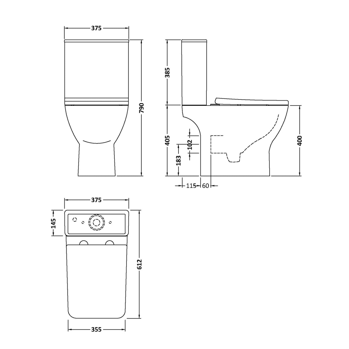 Nuie Ava Rimless Compact Close Coupled Toilet & Soft Close Seat NCG450 LD