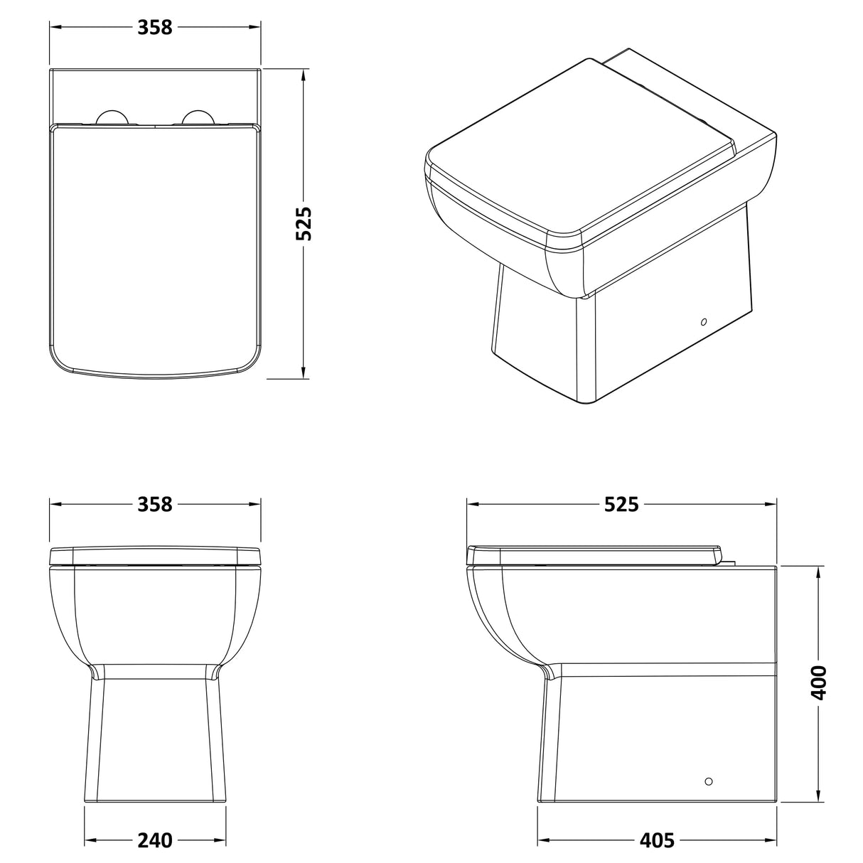 Nuie Cleo Back To Wall Toilet Without Seat NCK106 LD