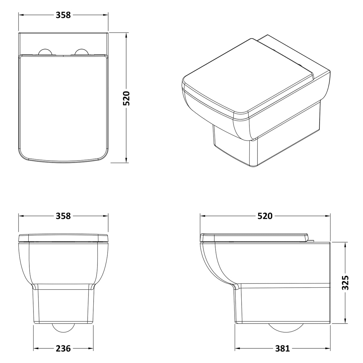 Nuie Cleo Wall Hung Toilet Without Seat NCK140 LD