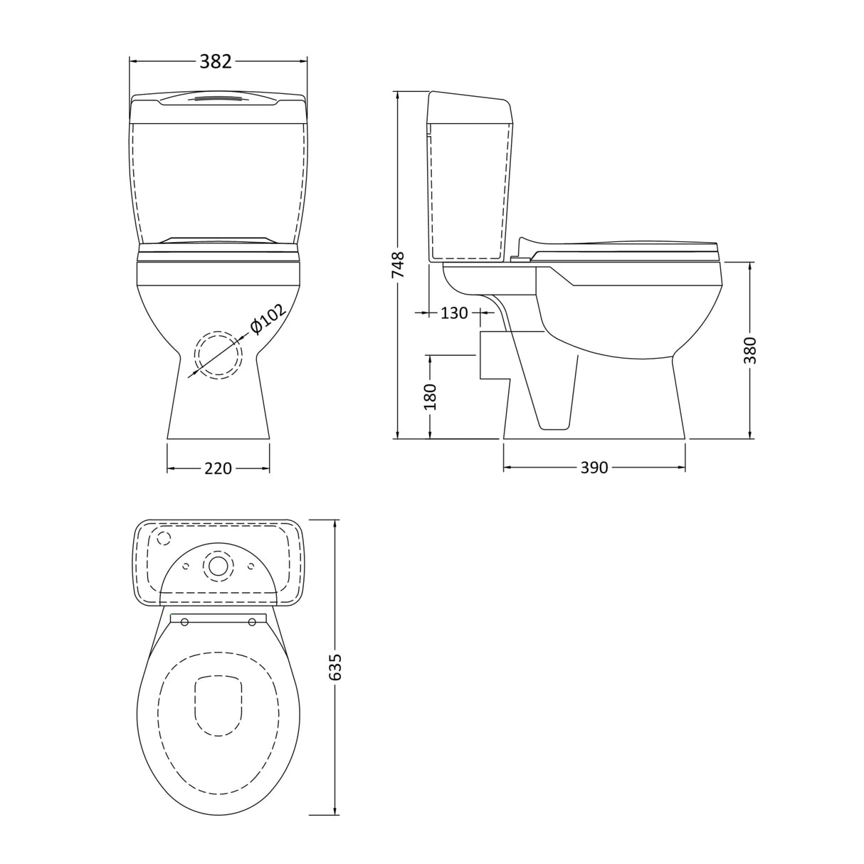 Nuie Melbourne Close Coupled Toilet & Standard Seat NCS150 LD