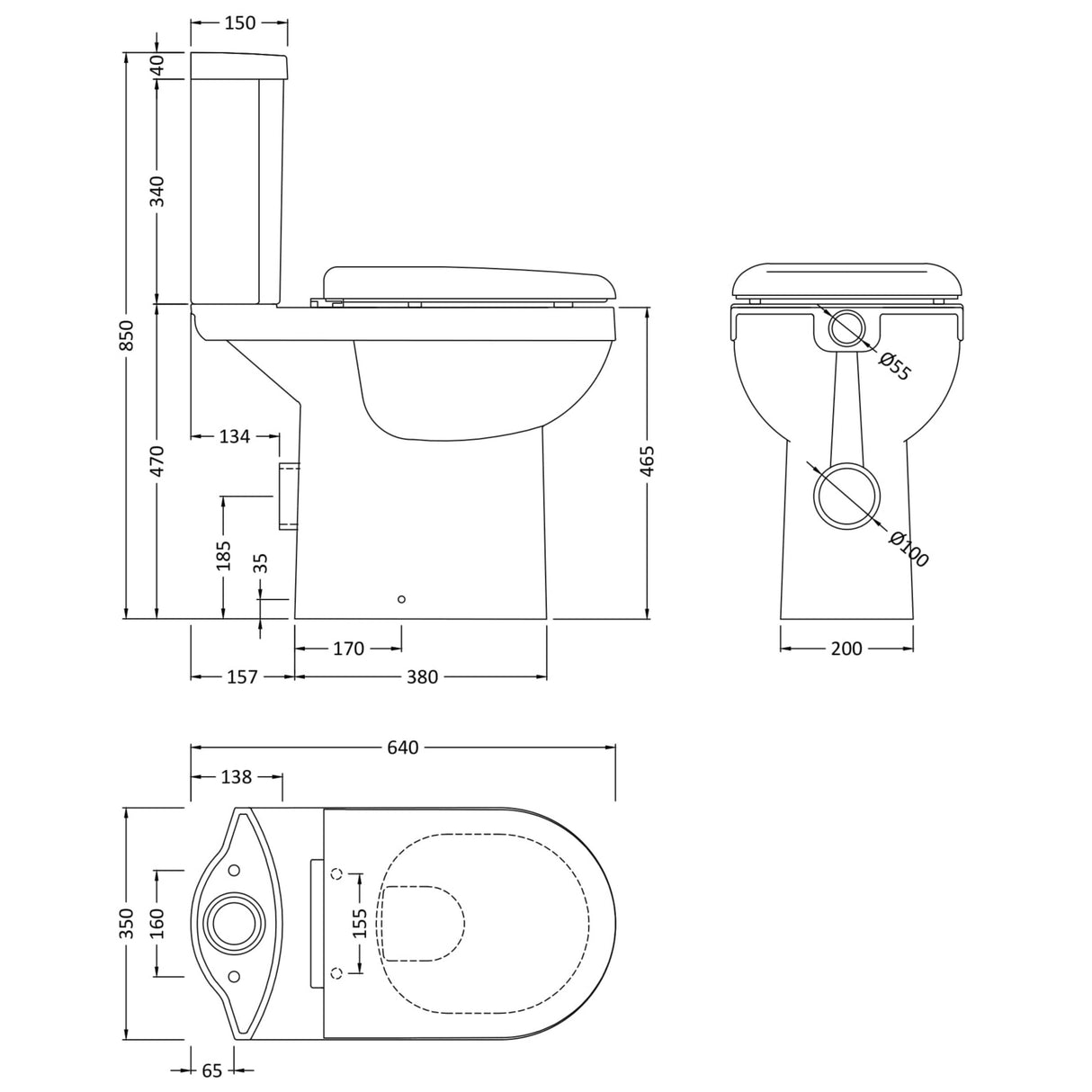 Nuie Ivo Comfort Height Close Coupled Toilet NCS251 LD