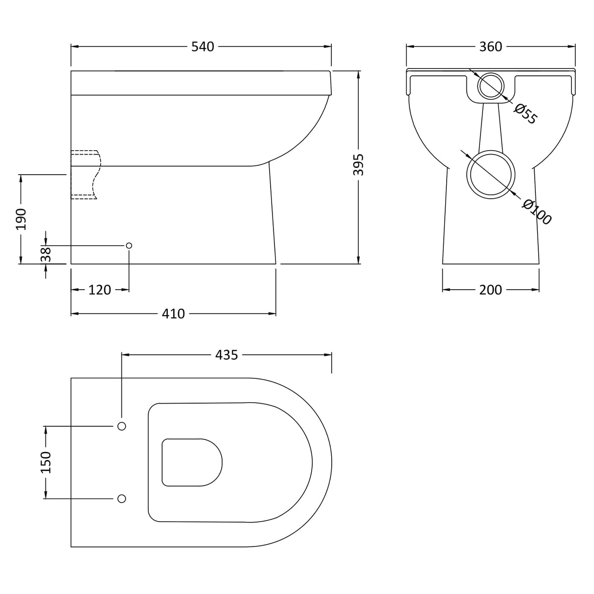 Nuie Ivo Back To Wall Toilet NCS286 LD