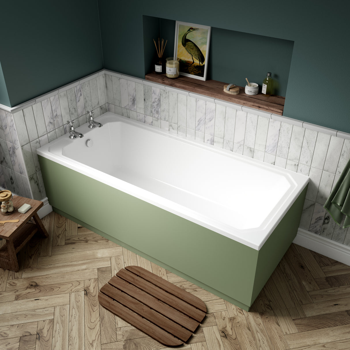 Nuie Ascott Traditional Single Ended Acrylic Bath White NLB110 LS