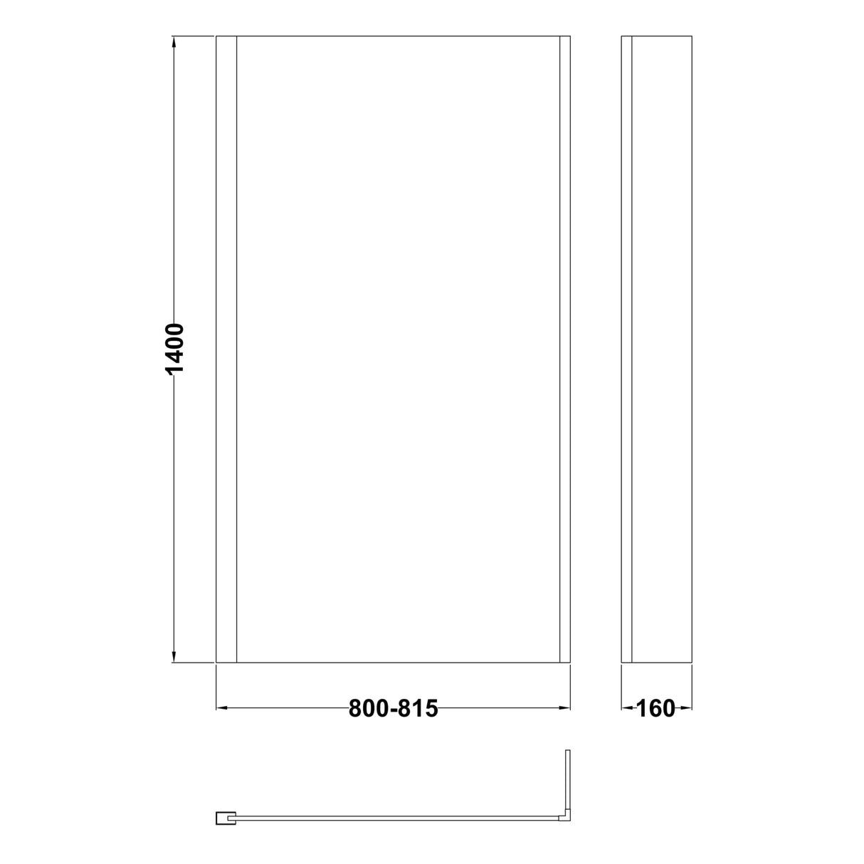 Nuie L-Shaped Fixed Bath Screen - 6mm Glass (H1400 x W800-815mm) Brushed Brass NSBS28 LD