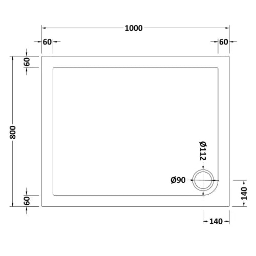 Nuie Pearlstone Slip Resistant Rectangular Shower Tray White NSR013 LD