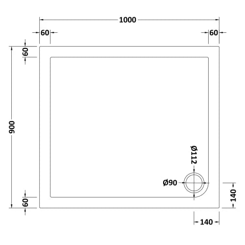 Nuie Pearlstone Slip Resistant Rectangular Shower Tray White NSR014