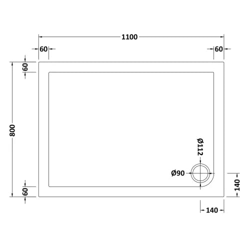 Nuie Pearlstone Slip Resistant Rectangular Shower Tray White NSR018 LD