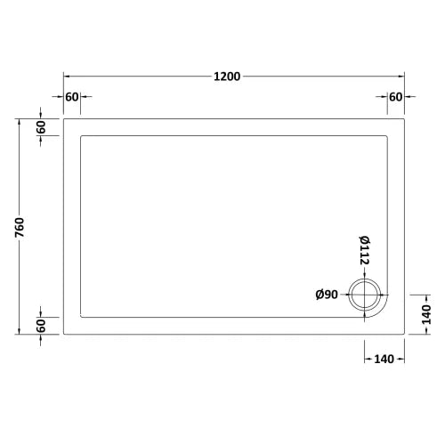 Nuie Pearlstone Slip Resistant Rectangular Shower Tray White NSR022 LD