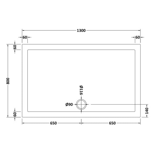 Nuie Pearlstone Slip Resistant Large Rectangular Shower Tray White NSR028 LD