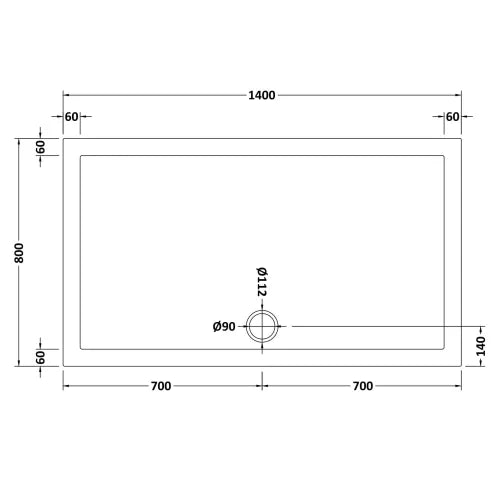 Nuie Pearlstone Slip Resistant Large Rectangular Shower Tray White NSR033 LD