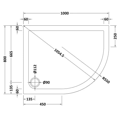 Nuie Pearlstone Slip Resistant Offset Quadrant Shower Tray White NSR109 LD