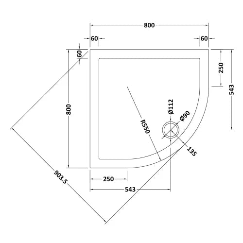 Nuie Pearlstone Quadrant Shower Tray Gloss White NTP105 LD