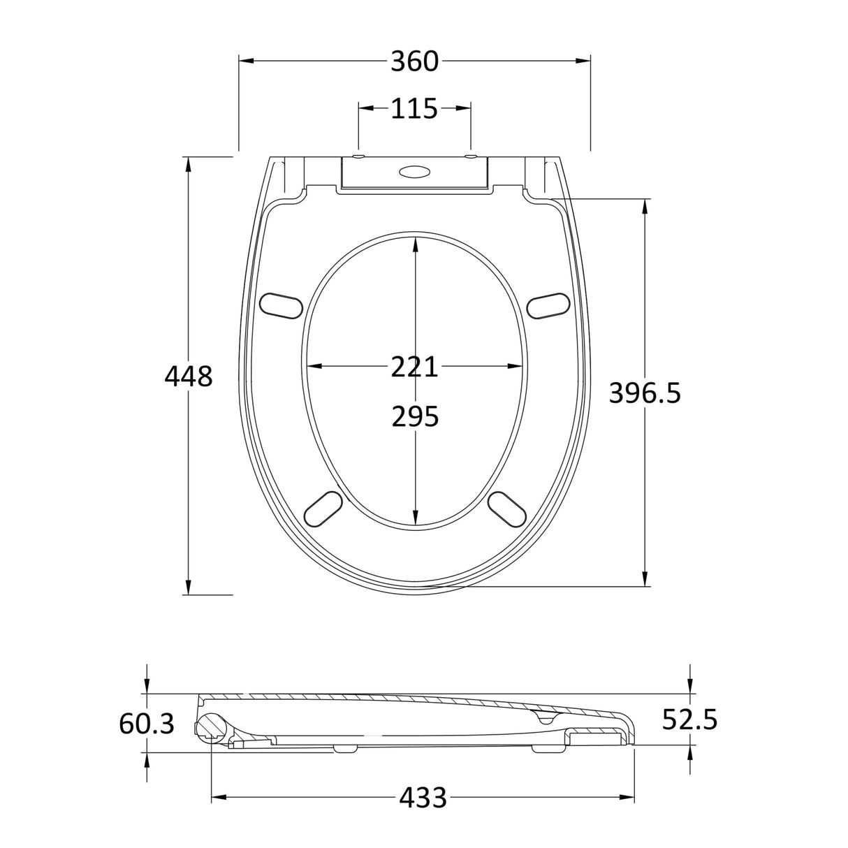Nuie Luxury Round Soft Close Toilet Seat with Top Fix White NTS006 LD