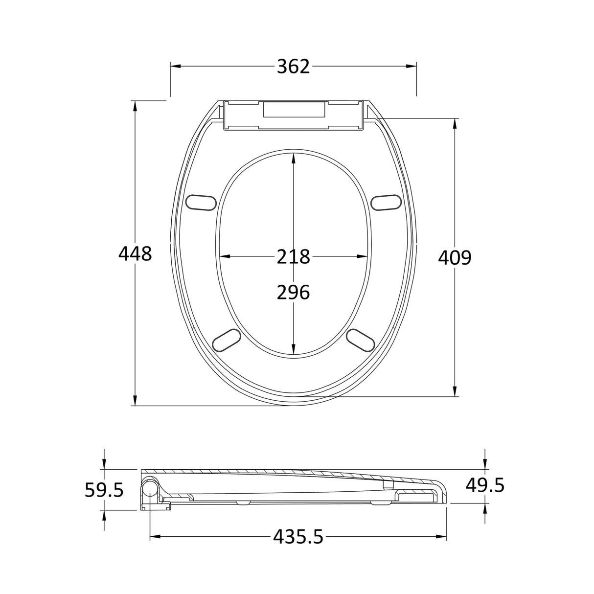 Nuie Standard Round Soft Close Toilet Seat with Top Fix White NTS008 LD