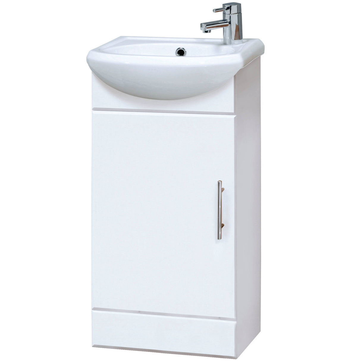 Nuie Mayford 420mm Floor Standing 1 Door Vanity Unit & Basin Gloss White White NVS100