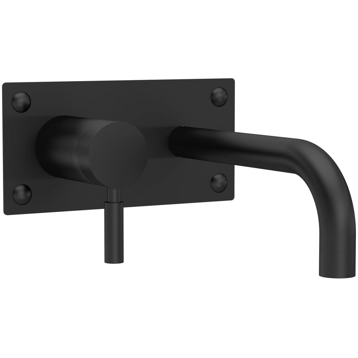 Hudson Reed Tec Lever 2-Hole Wall Mounted Basin Mixer / Bath Filler Tap With Plate Matt Black PK428