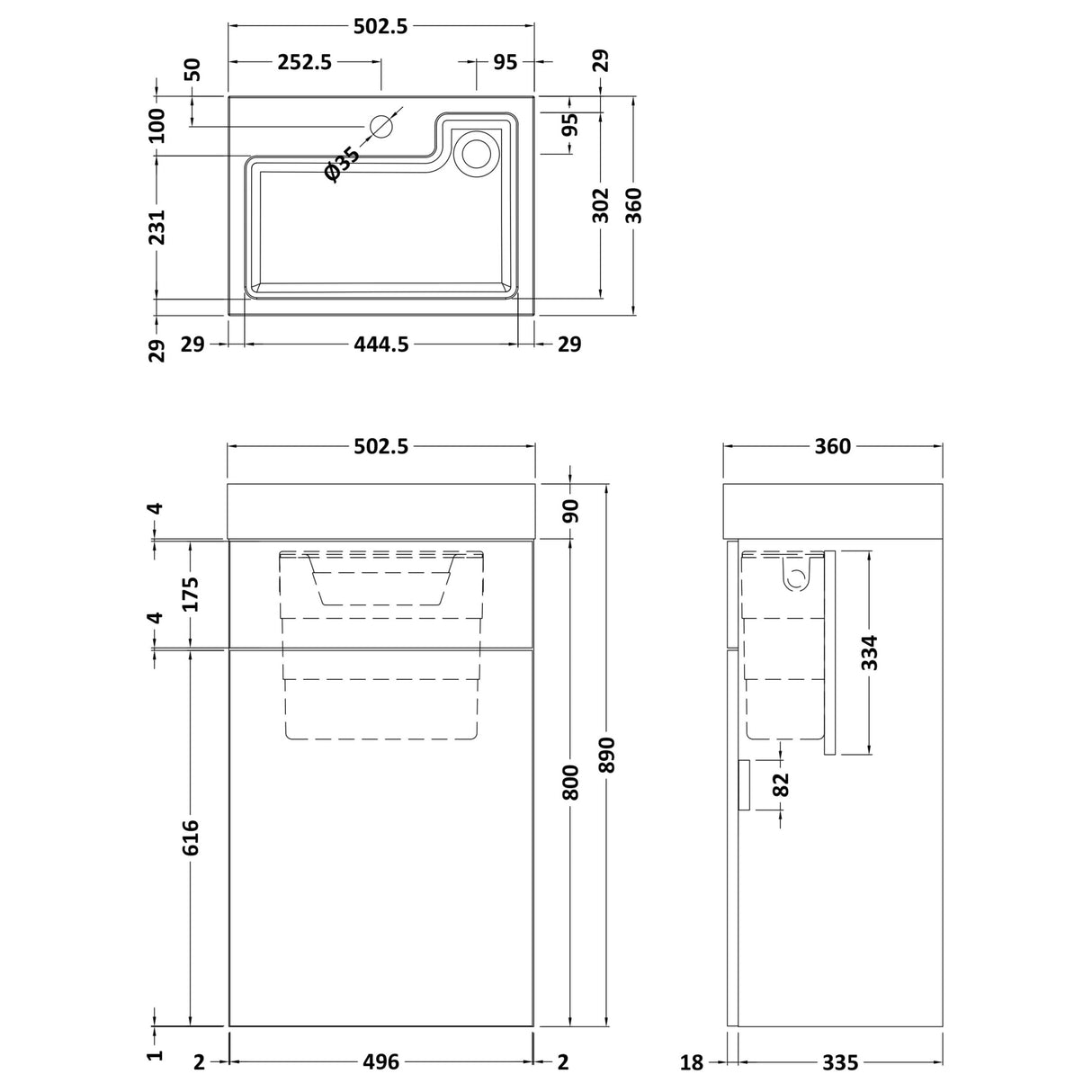 Nuie Athena Combined 2in1 Basin & Toilet Unit 500mm Bleached Oak PRC3045CB LD