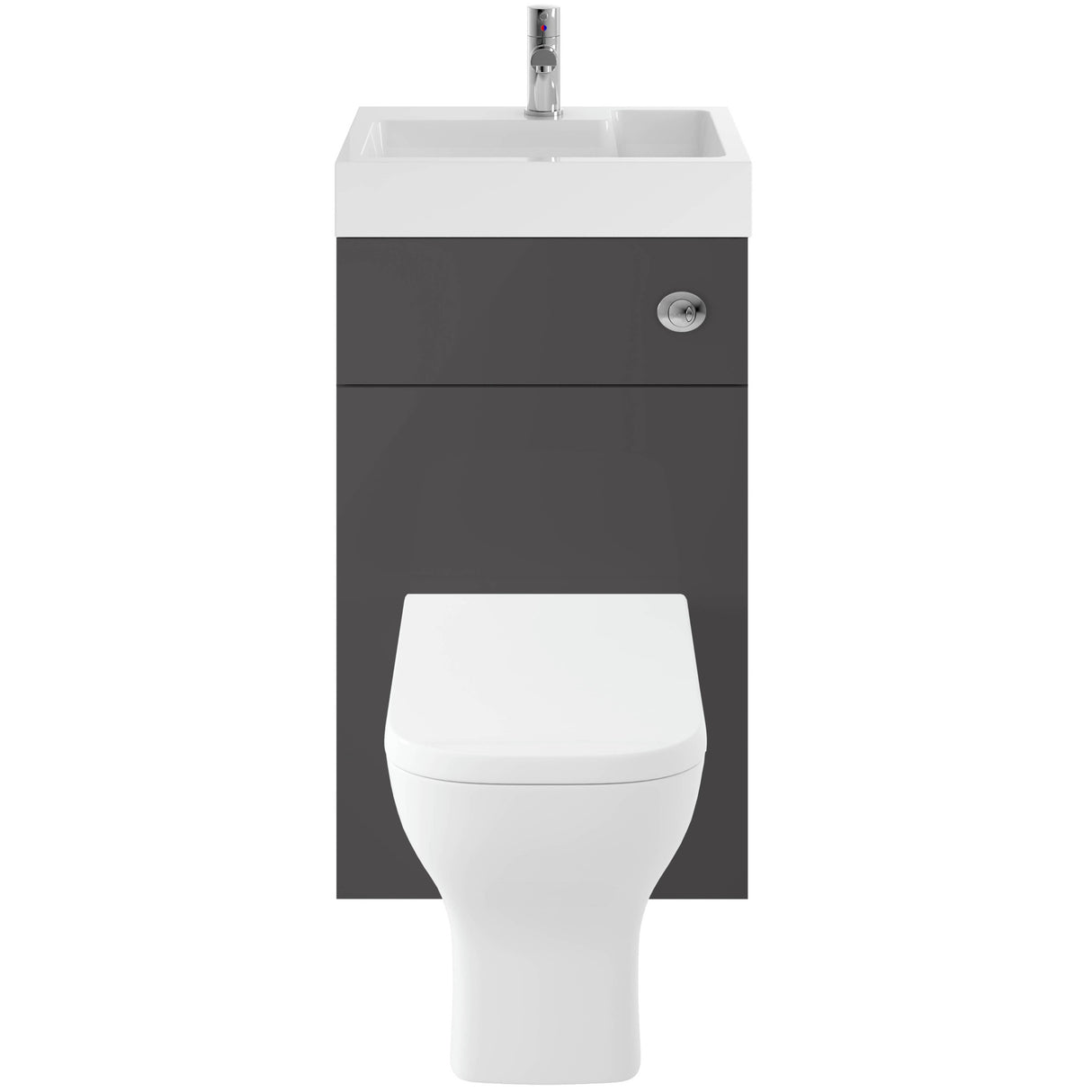 Nuie Athena Combined 2in1 Basin & Toilet Unit 500mm Gloss Grey PRC945CB 2