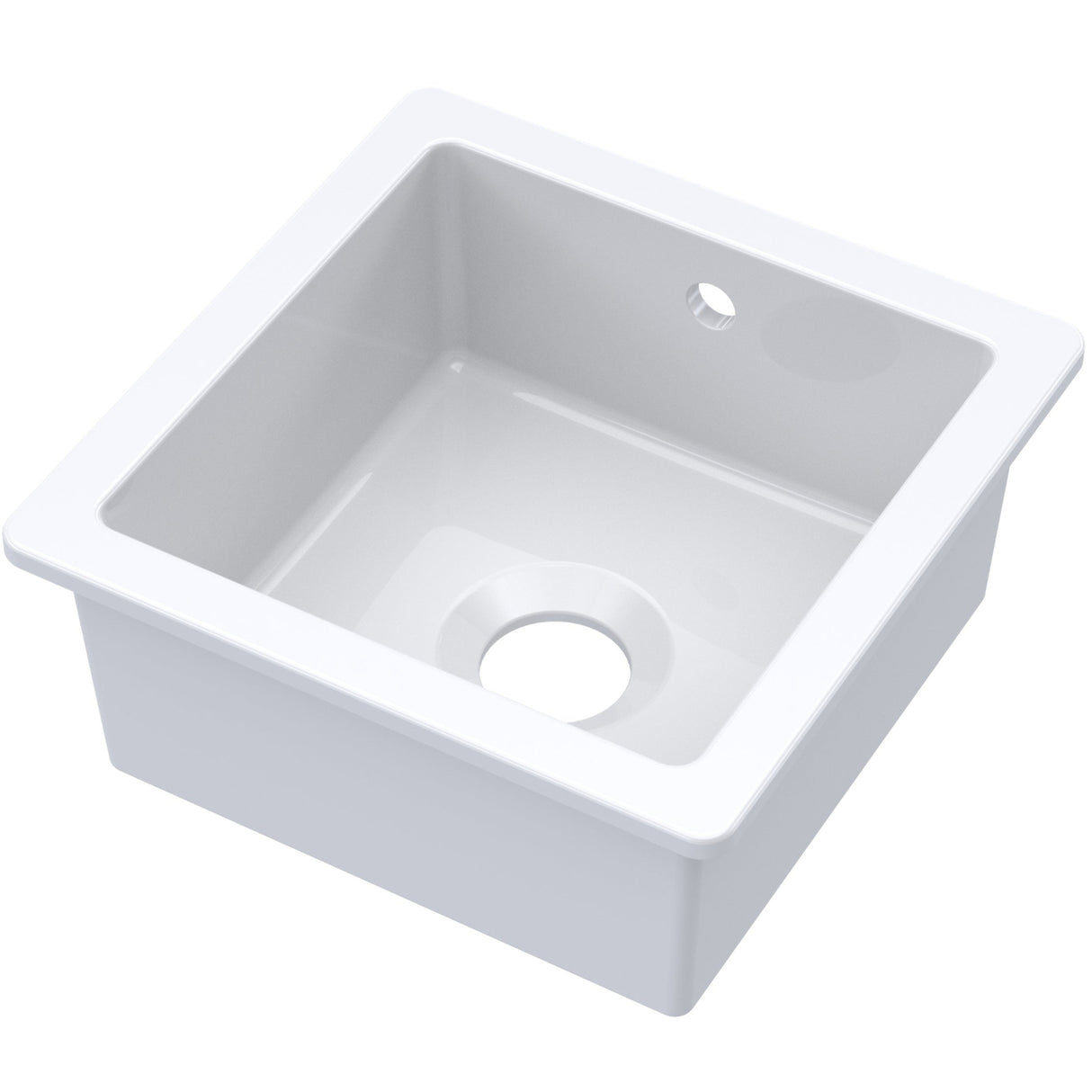Nuie 1.0 Bowl Ceramic Undermount Kitchen Sink & Overflow 457 x 457 x 203mm - White PS10218