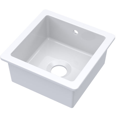 Nuie 1.0 Bowl Ceramic Undermount Kitchen Sink & Overflow 457 x 457 x 203mm - White PS10218