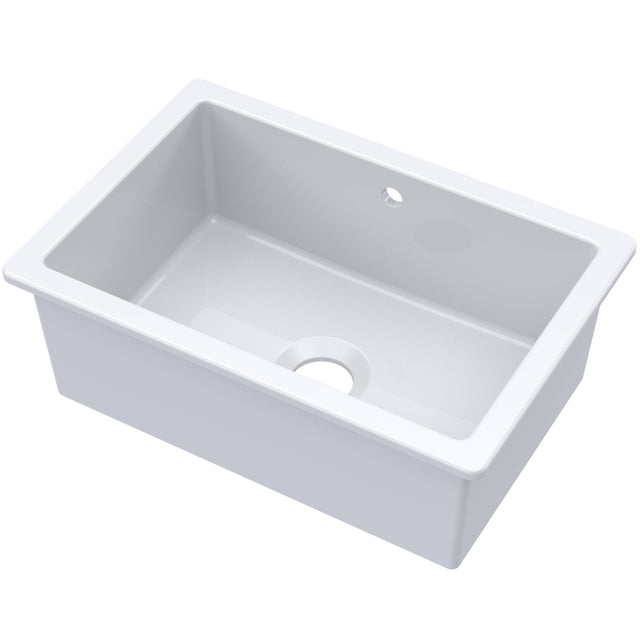 Nuie 1.0 Bowl Ceramic Undermount Kitchen Sink & Overflow 711 x 483 x 254mm - White PS11628