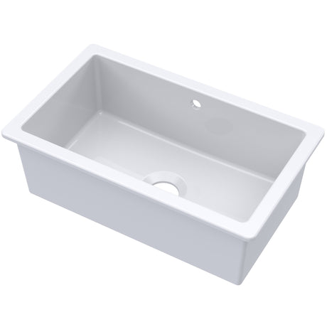 Nuie 1.0 Bowl Ceramic Undermount Kitchen Sink & Overflow 763 x 457 x 254mm - White PS12630
