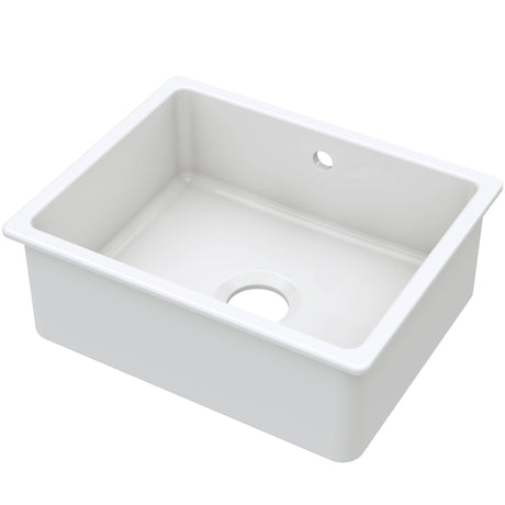 Nuie 1.0 Bowl Ceramic Undermount Kitchen Sink, Central Waste & Overflow 548 x 442 x 197mm - White PS13022