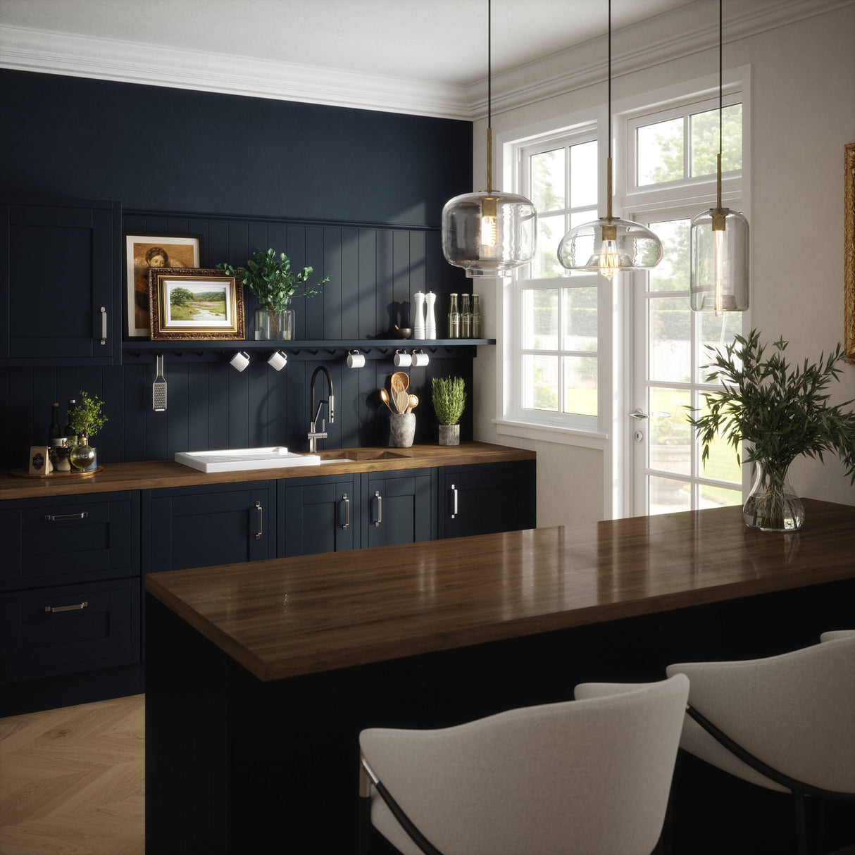 Nuie 1.5 Bowl Ceramic Undermount Kitchen Sink, Central Waste & Overflow 549 x 441 x 195mm Left-Handed - White PS130H22L LS2