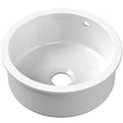 Nuie 1.0 Bowl Round Ceramic Undermount Kitchen Sink, Central Waste & Overflow 460 x 191mm - White PS18018