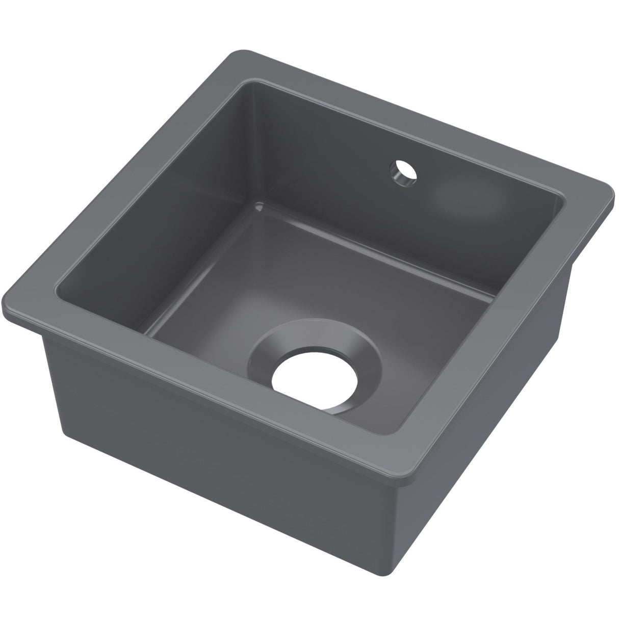 Nuie 1.0 Bowl Ceramic Undermount Kitchen Sink & Overflow 457 x 457 x 203mm - Soft Black PS40218